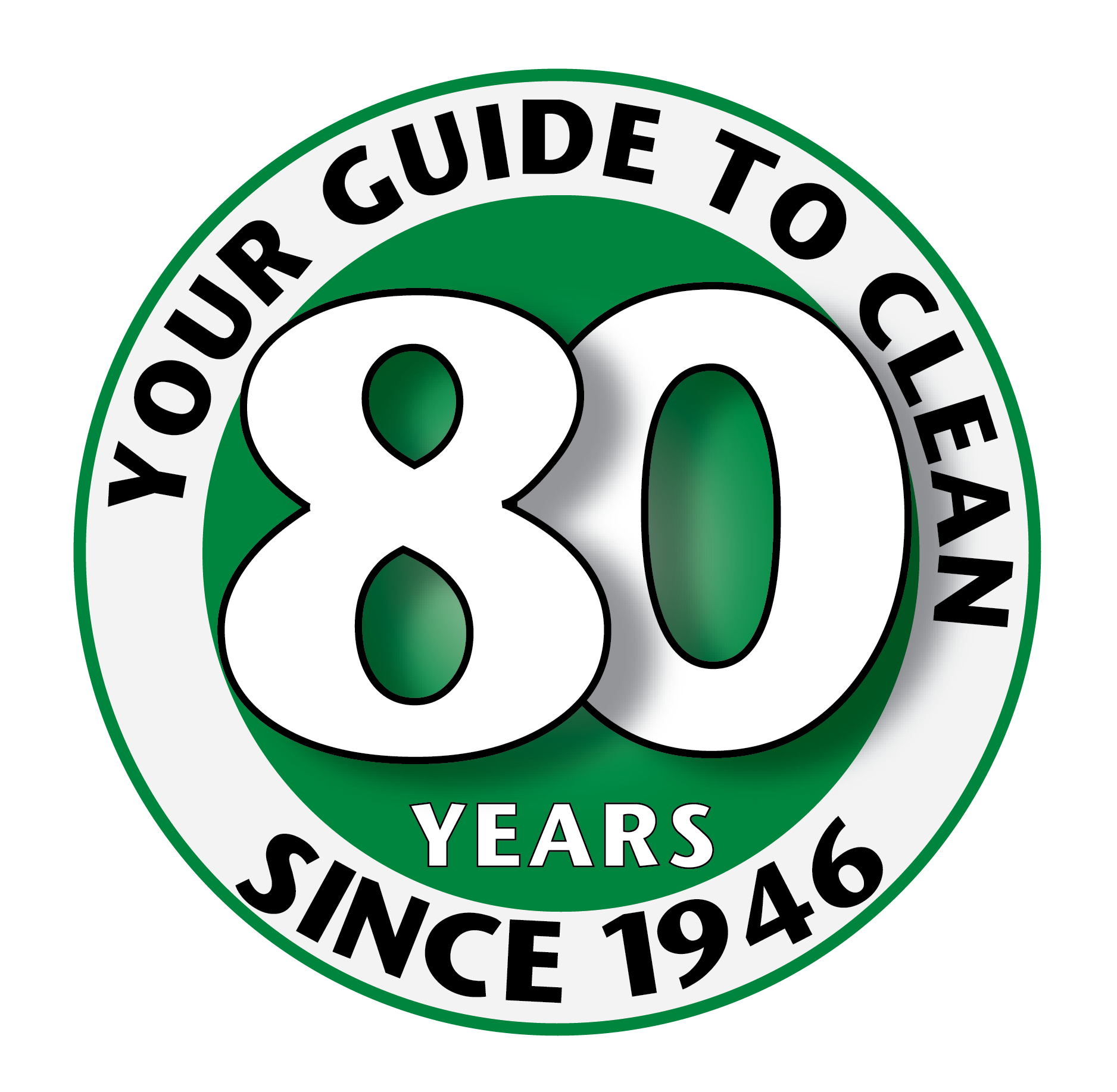 multi-clean 80 year anniversary badge